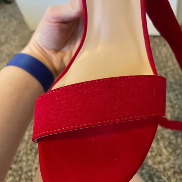 Lulus Alta Dark Red Suede Lace-up Heels - Size 9 - Picture 3 of 4